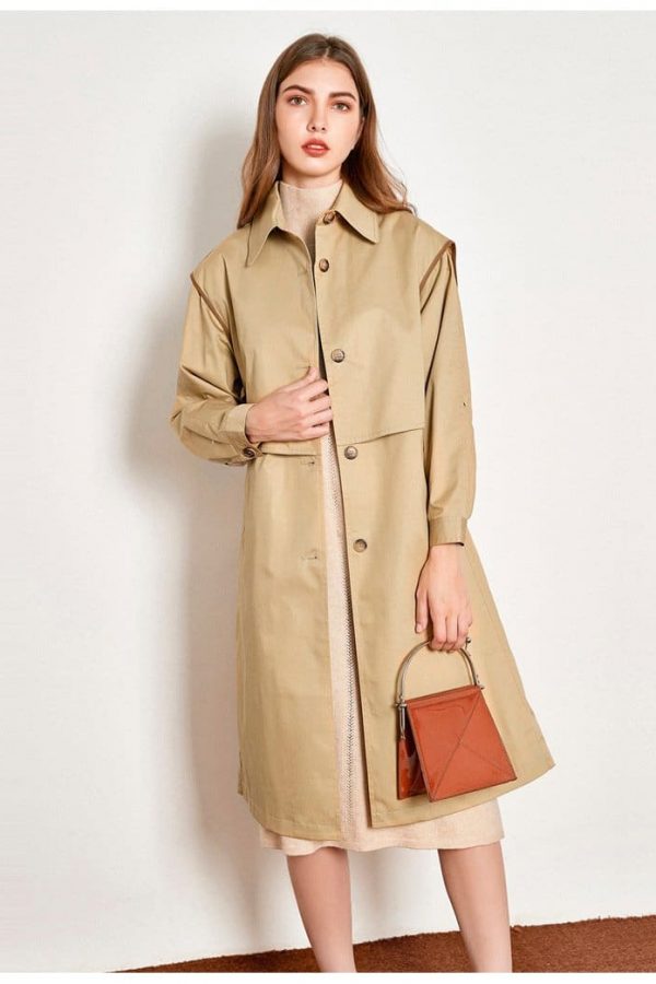 The Best Cotton British Style Casual Style Long Trench Coat Ladies Jacket Online - Takalr