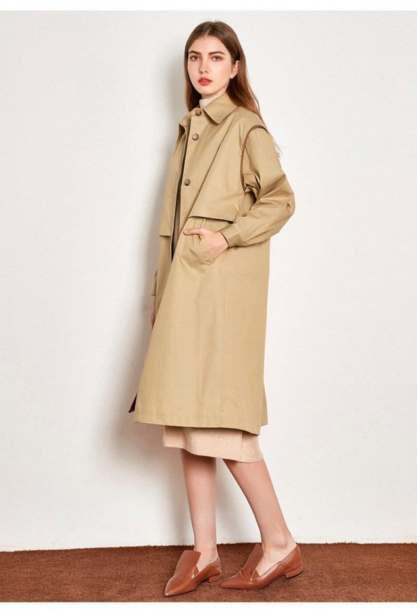 The Best Cotton British Style Casual Style Long Trench Coat Ladies Jacket Online - Takalr