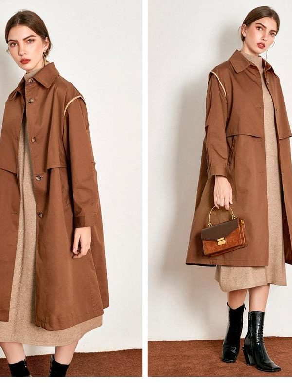 The Best Cotton British Style Casual Style Long Trench Coat Ladies Jacket Online - Takalr