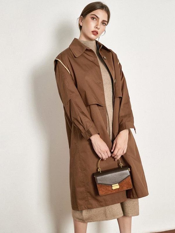 The Best Cotton British Style Casual Style Long Trench Coat Ladies Jacket Online - Takalr