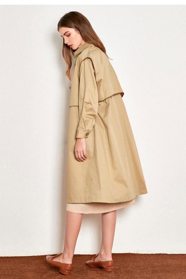 The Best Cotton British Style Casual Style Long Trench Coat Ladies Jacket Online - Takalr