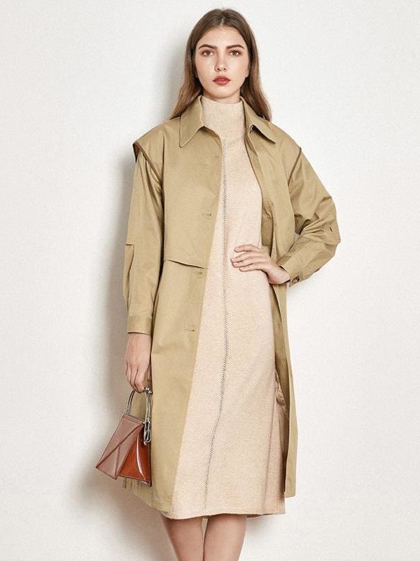 The Best Cotton British Style Casual Style Long Trench Coat Ladies Jacket Online - Takalr