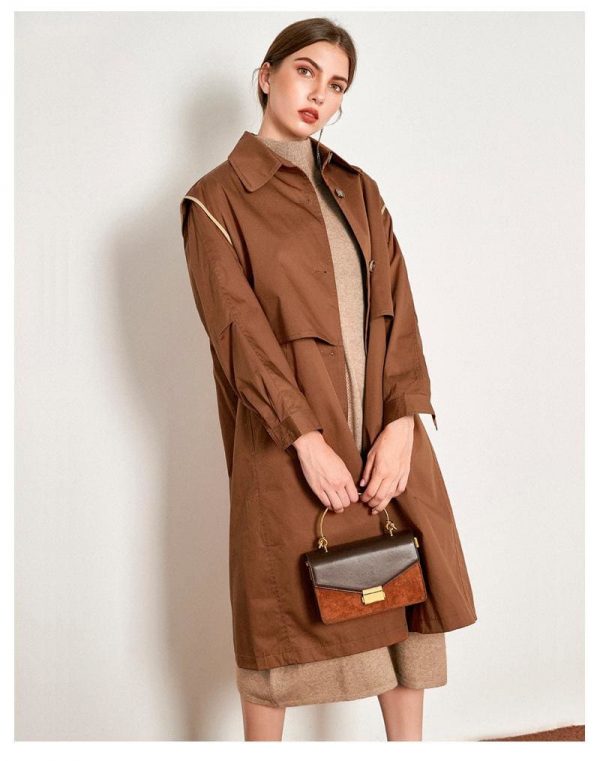 The Best Cotton British Style Casual Style Long Trench Coat Ladies Jacket Online - Takalr