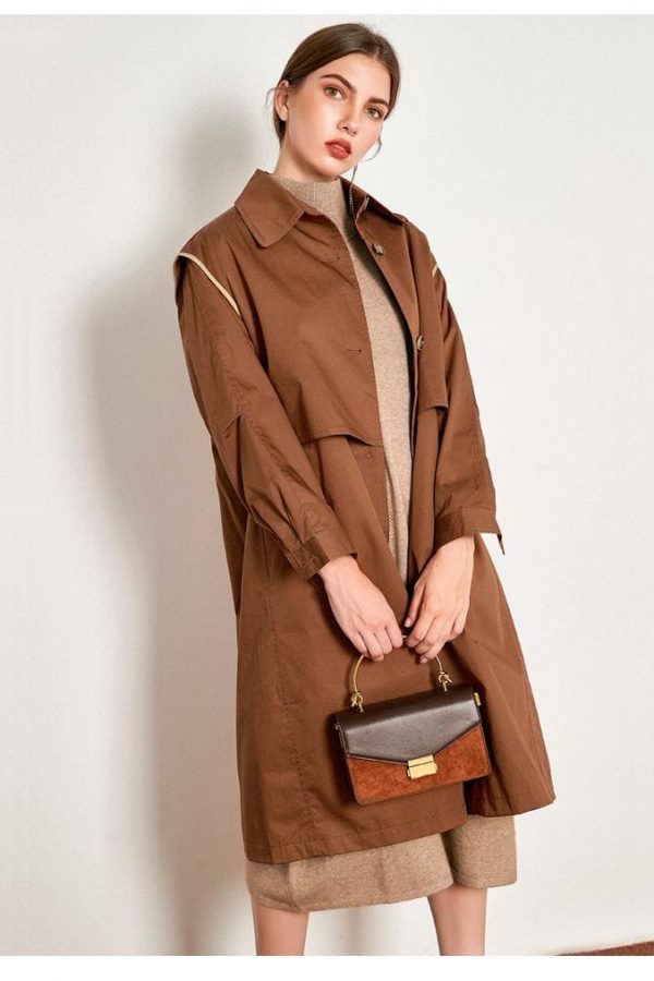 The Best Cotton British Style Casual Style Long Trench Coat Ladies Jacket Online - Takalr