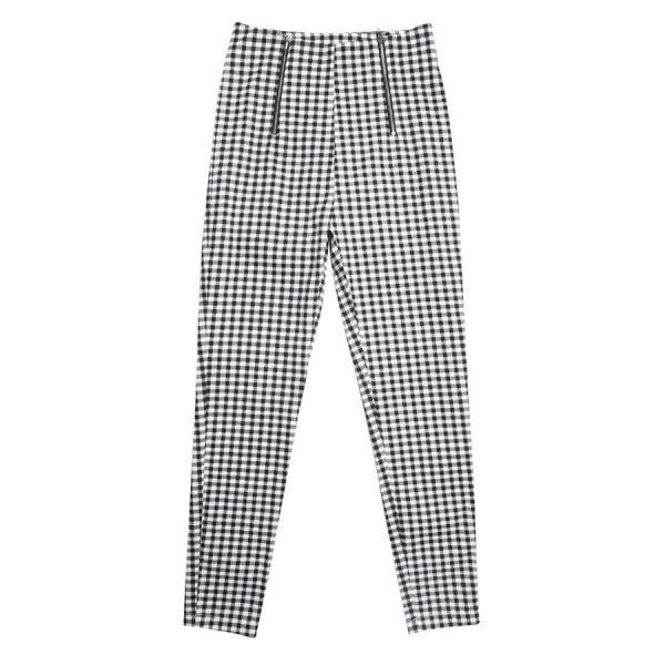 The Best Cotton Comfortable Women Plaid Pants Side Stripe Casual Elastic Pants Online - Takalr