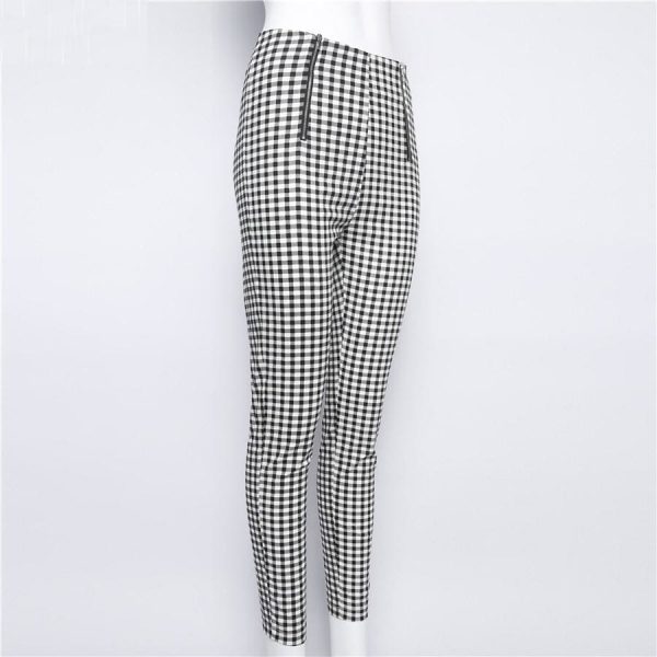 The Best Cotton Comfortable Women Plaid Pants Side Stripe Casual Elastic Pants Online - Takalr