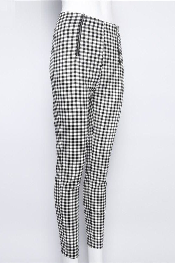 The Best Cotton Comfortable Women Plaid Pants Side Stripe Casual Elastic Pants Online - Takalr