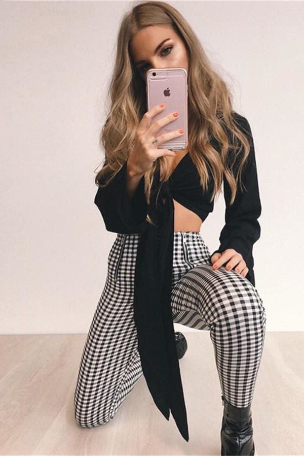 The Best Cotton Comfortable Women Plaid Pants Side Stripe Casual Elastic Pants Online - Takalr