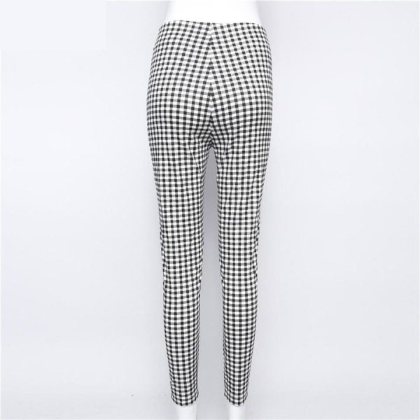 The Best Cotton Comfortable Women Plaid Pants Side Stripe Casual Elastic Pants Online - Takalr