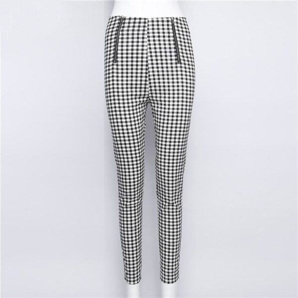 The Best Cotton Comfortable Women Plaid Pants Side Stripe Casual Elastic Pants Online - Takalr