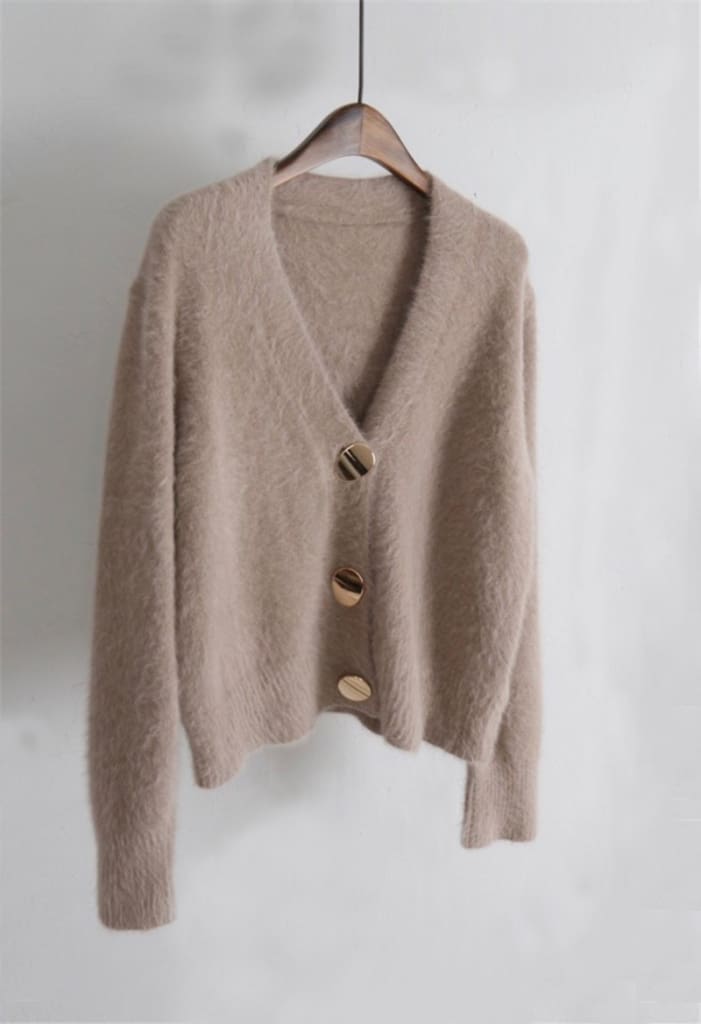 V-neck Women Sweaters Autumn Winter Single-breasted Cardigans Female