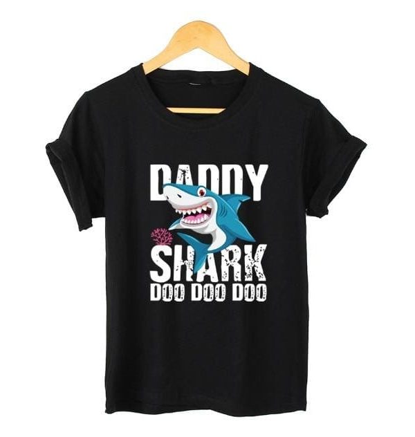 The Best DADDY&MAMA SHARK Women Men Cotton Short Sleeve Loose Top Summer Casual Crew Neck T-Shirt Tee Tops Online - Takalr