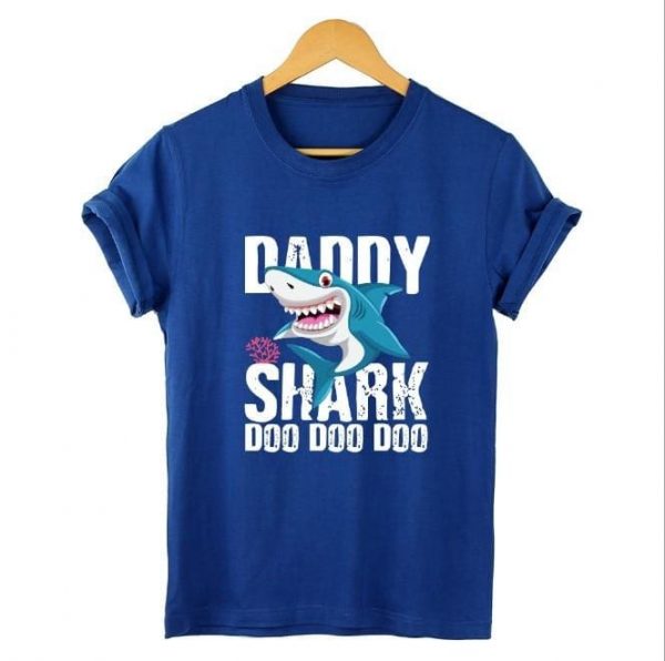 The Best DADDY&MAMA SHARK Women Men Cotton Short Sleeve Loose Top Summer Casual Crew Neck T-Shirt Tee Tops Online - Takalr