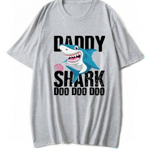 The Best DADDY&MAMA SHARK Women Men Cotton Short Sleeve Loose Top Summer Casual Crew Neck T-Shirt Tee Tops Online - Takalr