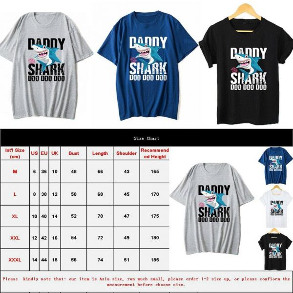 The Best DADDY&MAMA SHARK Women Men Cotton Short Sleeve Loose Top Summer Casual Crew Neck T-Shirt Tee Tops Online - Takalr