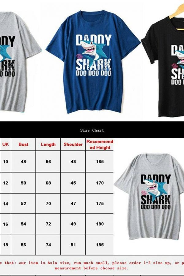 The Best DADDY&MAMA SHARK Women Men Cotton Short Sleeve Loose Top Summer Casual Crew Neck T-Shirt Tee Tops Online - Takalr