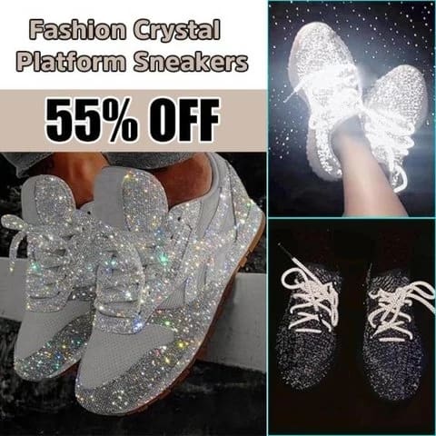 Women Muffin Rhinestone New Crystal Platform Sneakers