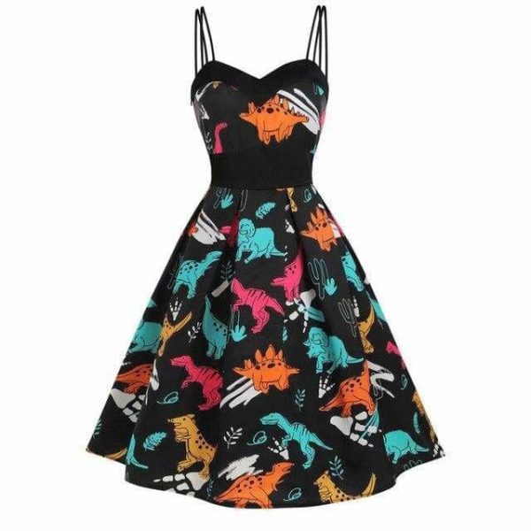 The Best Dinosaur Print Dual Strap Dress Online - Source Silk