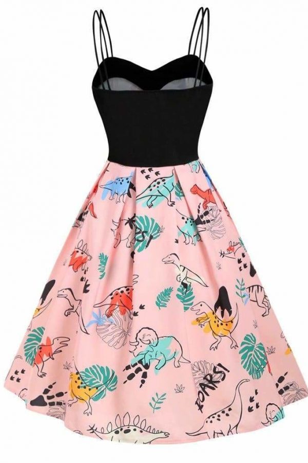 The Best Dinosaur Print Dual Strap Dress Online - Source Silk