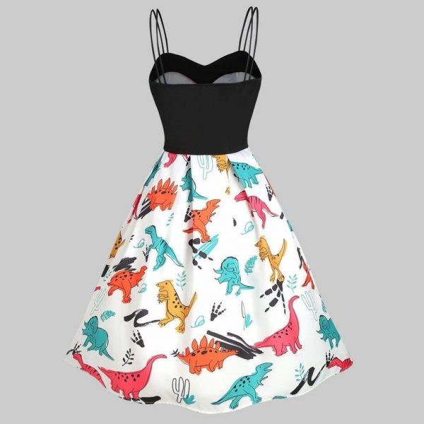 The Best Dinosaur Print Dual Strap Dress Online - Source Silk