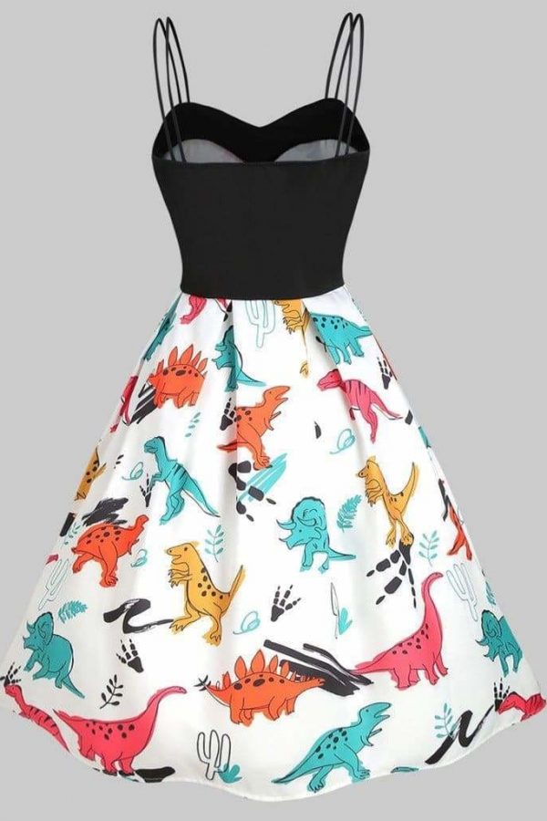 The Best Dinosaur Print Dual Strap Dress Online - Source Silk