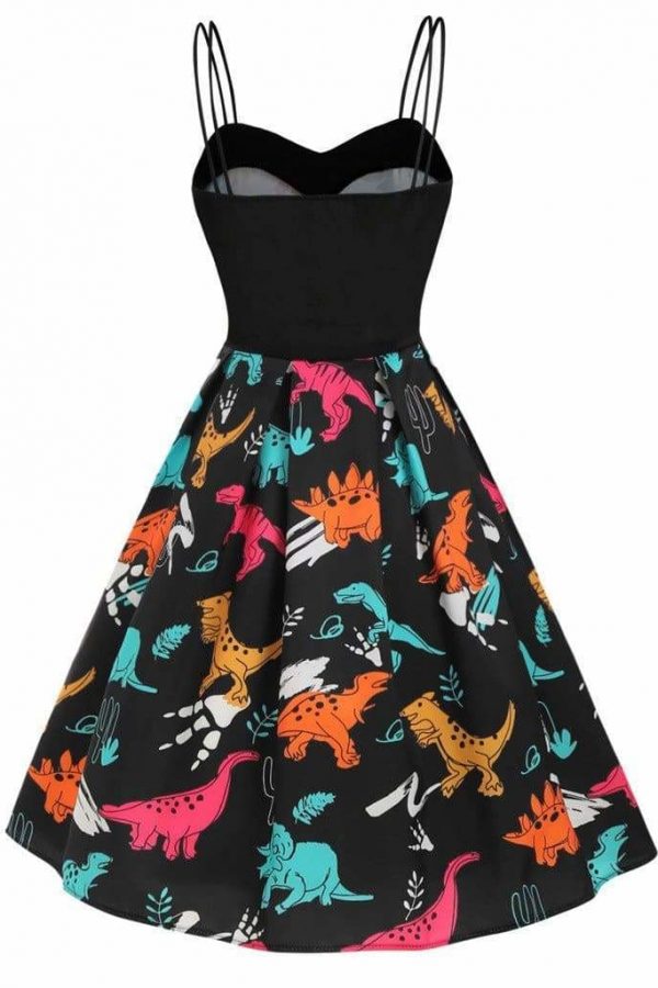 The Best Dinosaur Print Dual Strap Dress Online - Source Silk