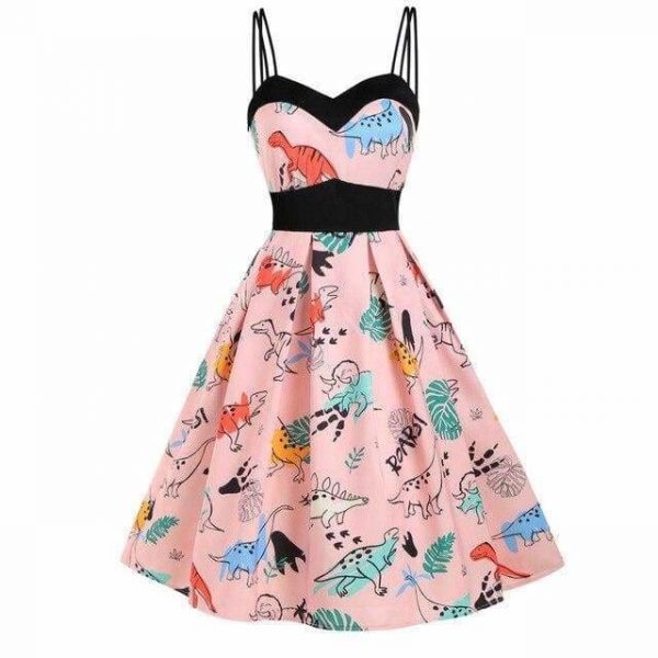 The Best Dinosaur Print Dual Strap Dress Online - Source Silk