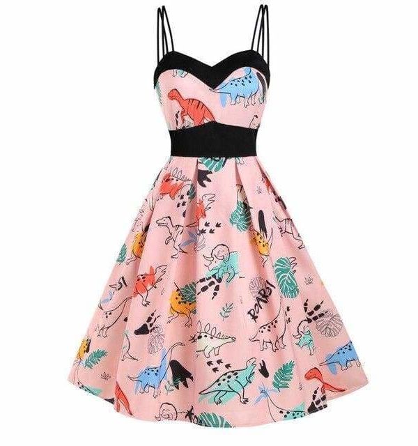 The Best Dinosaur Print Dual Strap Dress Online - Source Silk