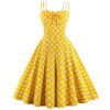 The Best Dot Print Vrouwen Zomer Party Dress Hoge Taille Vintage A-lijn jurk Online - Source Silk