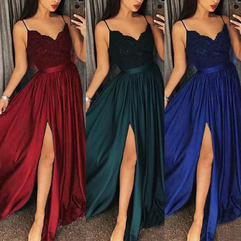 New Elegant Women Bridesmaid Wedding Sleeveless Long Skirt Sexy Ladies Evening Party Prom Gown Full Formal Skirt