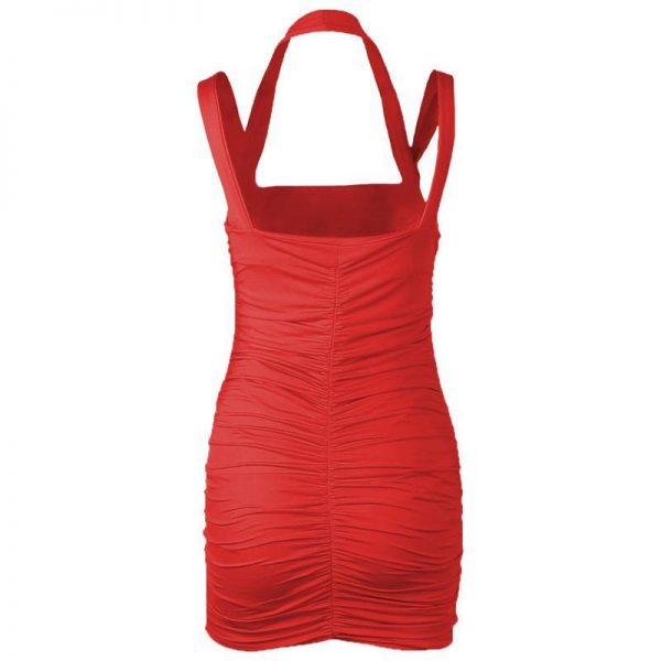 Summer Party Dress Women Sleeveless Bodycon Pleated Mini Dress - Takalr