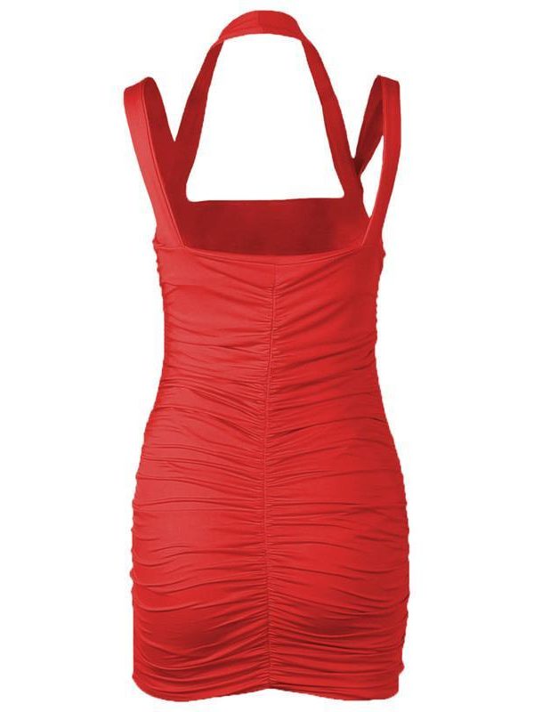 Summer Party Dress Women Sleeveless Bodycon Pleated Mini Dress - Takalr