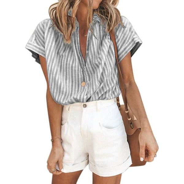 The Best Elastic Knit Soft Summer Loose Women Shirt Casual Office Short Sleeve Online - Takalr