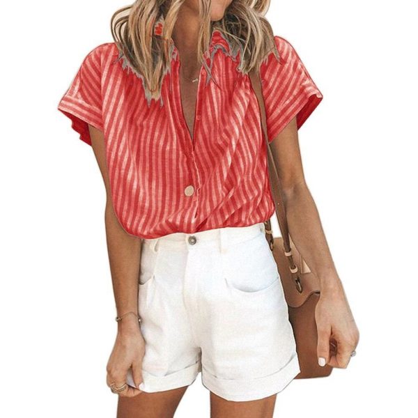 The Best Elastic Knit Soft Summer Loose Women Shirt Casual Office Short Sleeve Online - Takalr