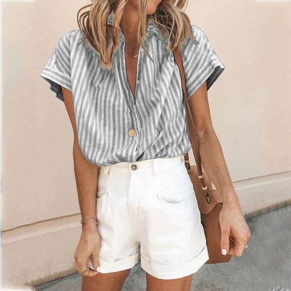 The Best Elastic Knit Soft Summer Loose Women Shirt Casual Office Short Sleeve Online - Takalr