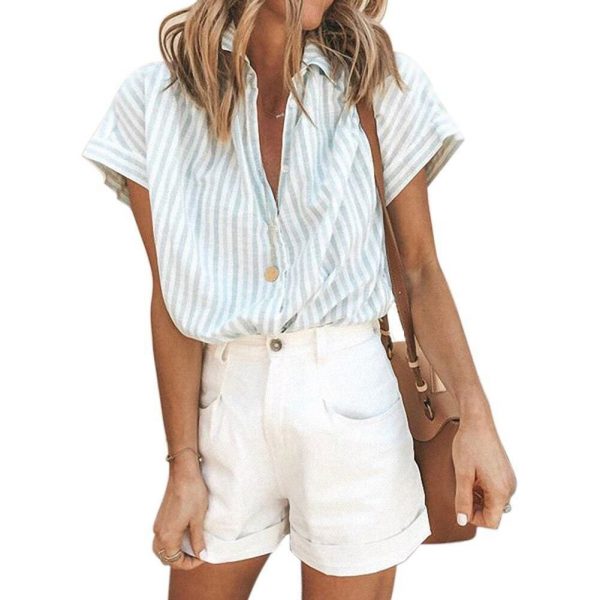 The Best Elastic Knit Soft Summer Loose Women Shirt Casual Office Short Sleeve Online - Takalr