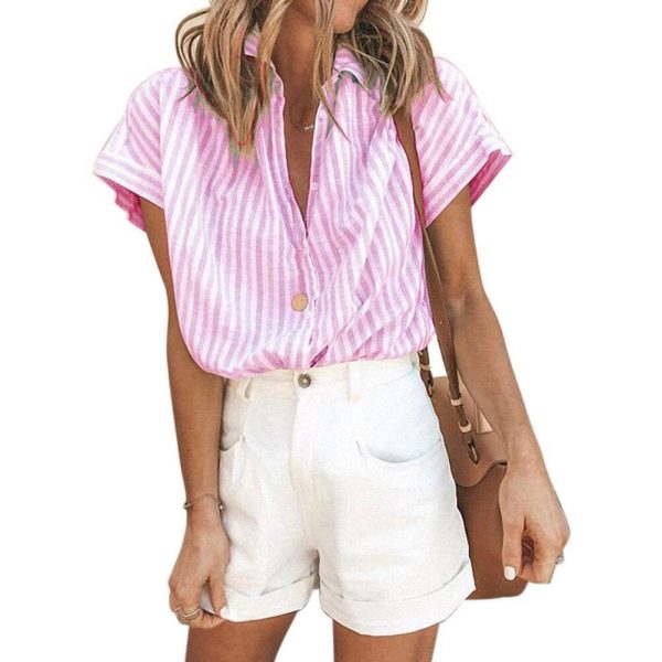 The Best Elastic Knit Soft Summer Loose Women Shirt Casual Office Short Sleeve Online - Takalr