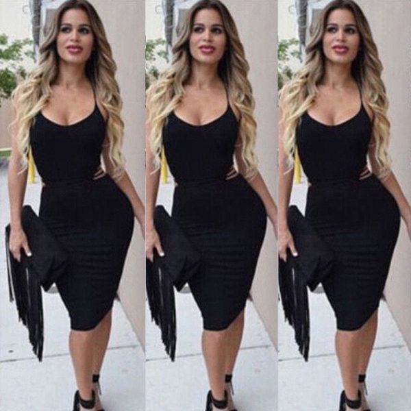 The Best Elegant Fashion Summer Women Sleeveless Bodycon Sexy Backless Solid Casual Party Slim Beach Pencil Dress Sundress Online - Takalr