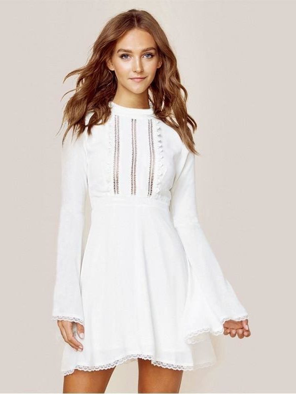 The Best Elegant hollow out lace dress women Half sleeve short casual dress Online - Takalr