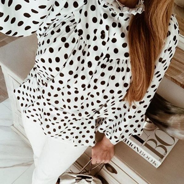 The Best Elegant Polka Dot Chiffon Blouse Women Long Sleeve Bow Tie Female Tops Autumn Winter Streetwear Ladies Shirts Online - Takalr