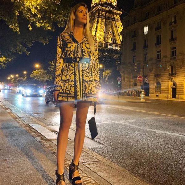 The Best Elegant Printed Shirt Dress Women Vintage Long Sleeve Party Dress Mini Short Autumn Dresses Streetwear Online - Takalr