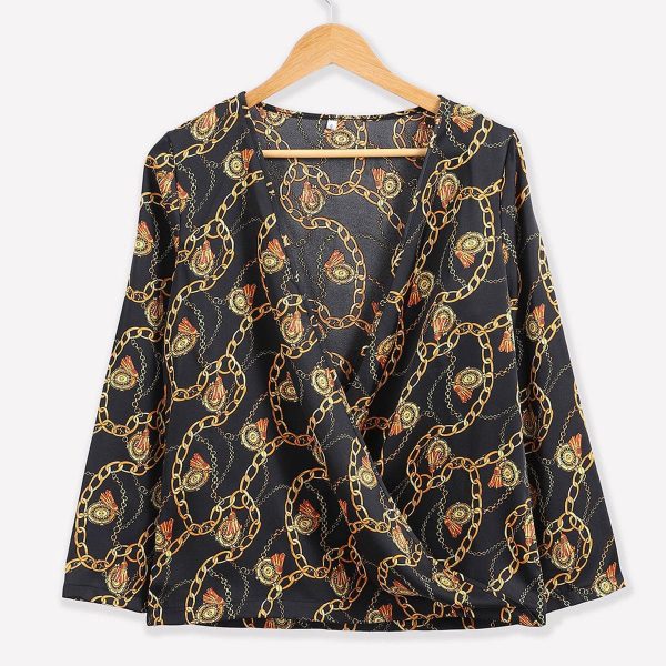 The Best Elegant Women Boho Floral Print Top Casual Loose V-Neck Blouse Fashion OL Ladies Long Sleeve Beach Shirts Online - Takalr