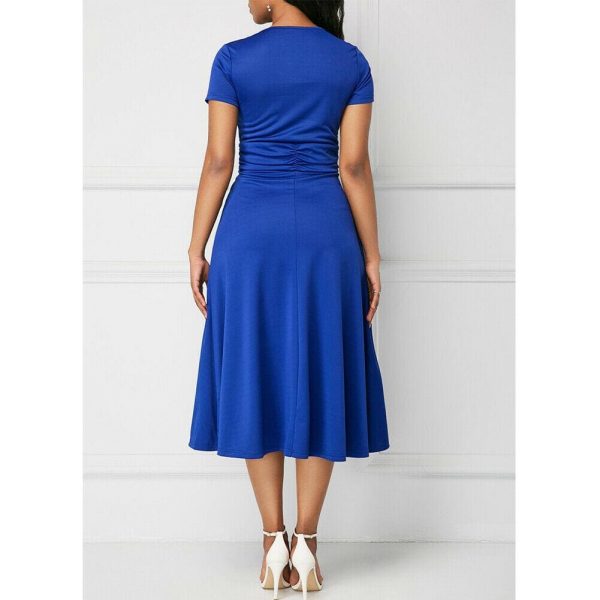 The Best Elegant Women Dress Fashion High Waist Plain Asymmetric Midi Dress Online - Takalr