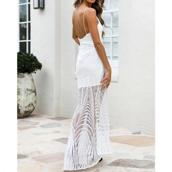 The Best Elegant Women Ladies Lace Evening Party Ball Prom Gown Formal Cocktail Wedding Summer Beach Casual Long Dress Online - Takalr