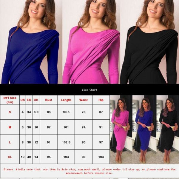 The Best Elegant Women Ladies Long Sleeve Gown Dress Bodycon Wrap Casual Evening Party Wedding Ball Prom Maxi Dress Online - Takalr