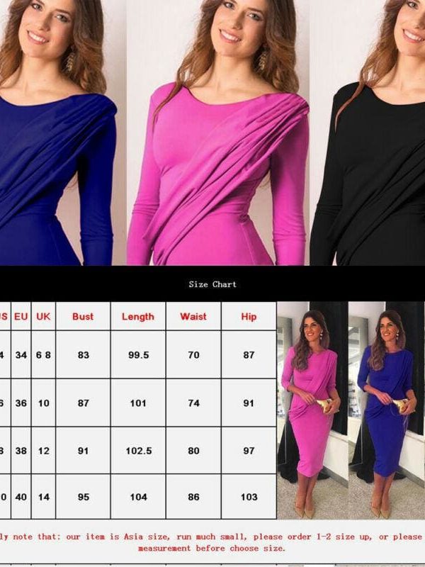 The Best Elegant Women Ladies Long Sleeve Gown Dress Bodycon Wrap Casual Evening Party Wedding Ball Prom Maxi Dress Online - Takalr