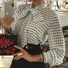 The Best Elegant Women Lady Formal Long Sleeve Shirt Chiffon Blouse Tie Polka Dot Tops Casual Office Work Tee Shirt Online - Takalr