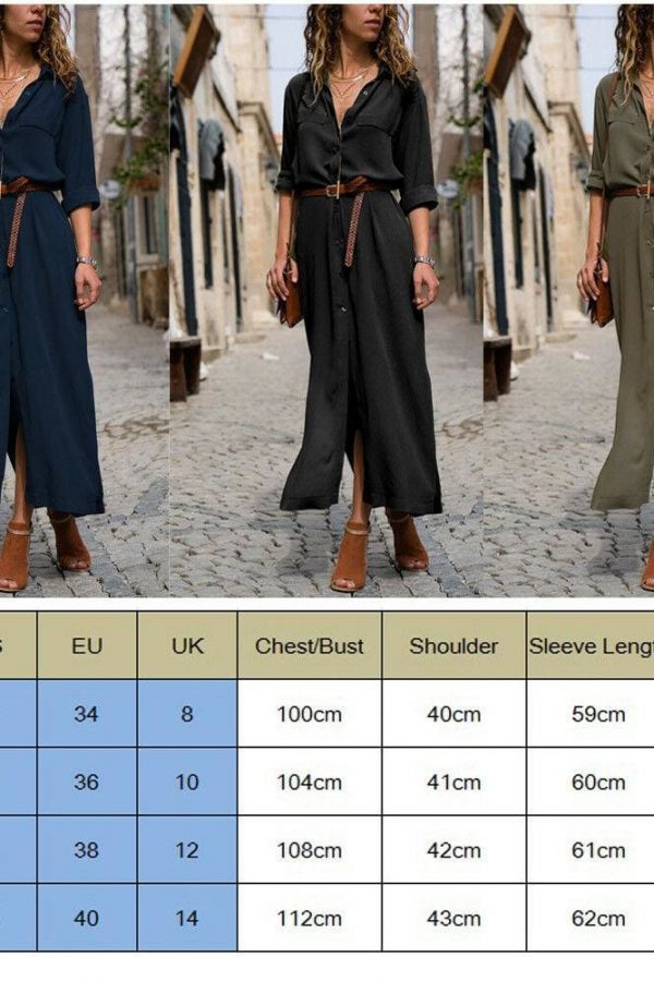 The Best Elegant Women Sexy V Collar Long Maxi Dress OL Ladies Casual Long Sleeve Solid Holiday Summer Beach Sundress Online - Takalr