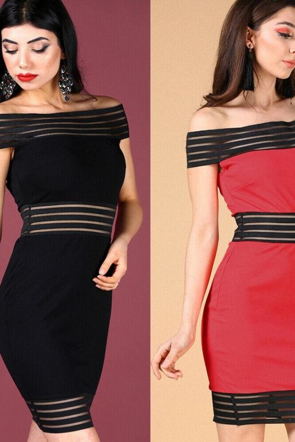 The Best Elegant Women Summer Off Shoulder Bandage Bodycon Party Short Dress Online - Takalr