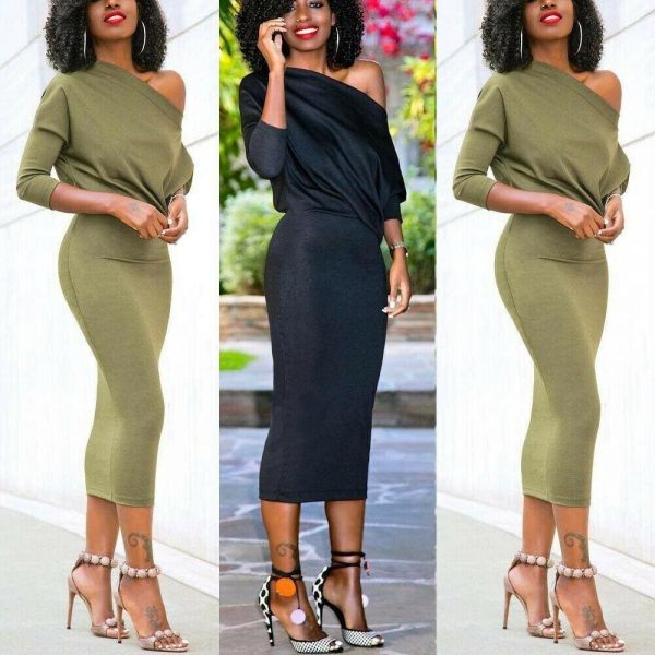 The Best Elegant Women's Off Shoulder Bandage Bodycon Dress Online - Takalr